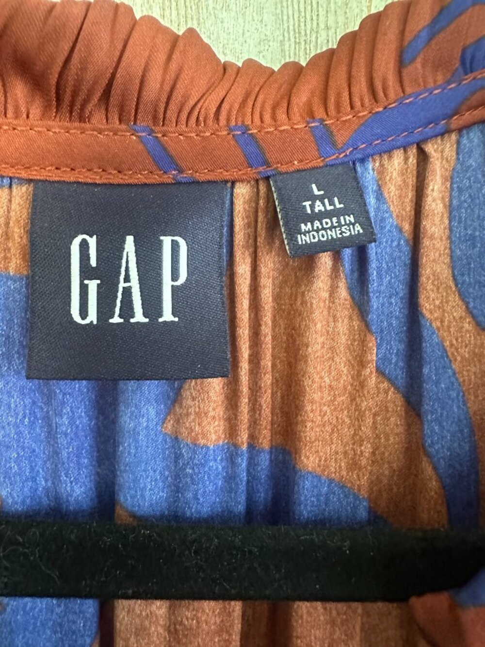 GAP Silky Brown and Blue Tiered Sleeveless Midi Dress - Size L - Picture 3 of 4